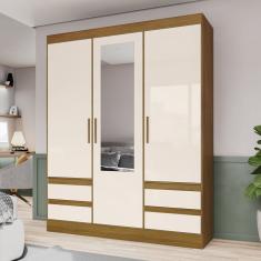 Guarda Roupa Solteiro 3 Portas 3 Gavetas Carson Plus Espresso Móveis Nature/off White