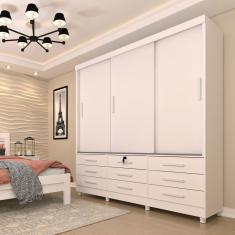 Guarda Roupa Casal 3 Portas 9 Gavetas Chicago Tcil Móveis Neve
