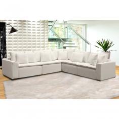 Sofá Modular Riviera Linho Creme 280x280 Cm - Meu Estofado