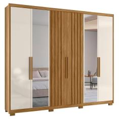 Guarda Roupa Fresado Com Espelho Osaka Freijó Off White