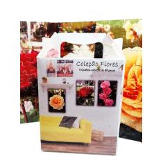 Kit 10 Quebra-Cabeça Cognitivo Reabilitação para Idosos - Flores e Ros