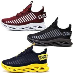 Kit 3 Tênis Esportivo Easy Style Evoltenn Solado Trançado-Masculino