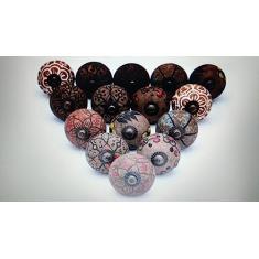 ATCUSA Maçanetas premium para gavetas de armários - Escolha seu conjunto - Conjuntos de puxadores e puxadores de cerâmica estilo vintage - Puxadores de gavetas de armários pintados à mão - Maçanetas