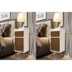 kit 2 Mesas de Cabeceira Montana Perola / Caramelo - Comprar Moveis Em Casa