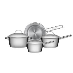 Jogo de Panelas Allegra 4 Peças Aço Inox Fundo Triplo com Tampas Inox para Uso Doméstico Tramontina