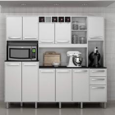 Armário de Cozinha 11 Portas 2 Gavetas Petra Valdemóveis Branco Brilho