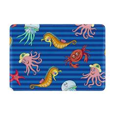 My Daily Cute Sea Animals capa protetora de couro para passaporte listrada