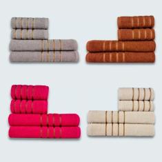 Jogo De Toalhas 16 Pç Coleção Dubai 100% Algodão Cz+mr+rs+bg