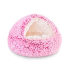 NOYAL Cama de cachorro redonda com capuz para gatos e gatos de pelúcia para cães pequenos e médios