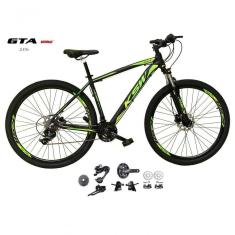 Bicicleta Aro 29 Ksw Xlt Kit 2x9 Gta Sunrun Freio Disco K7 11/36 Pedivela 24/38d Garfo Com Trava - Preto/verde Tam.21