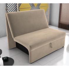 Sofá Cama 2 Lugares Belize Suede Bege