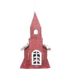 Enfeite De Natal Casinha Natalina Vermelha De Natal 17Cm - Zona Livre