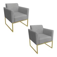 Kit 02 Poltronas Marisa Base Dourado Grafite