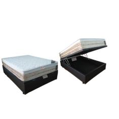 Conjunto Cama Box Baú Casal Viúva Jadmax + Colchão Castor Molas Tecnop