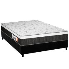 Cama Box Casal: Colchão Anatômico Plumatex D28/EP Falcon Ultra Firme + Base CRC Suede Black(138x188)