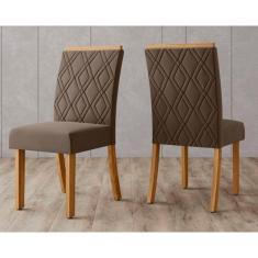 Cadeira Sala de Jantar Vita Kit 2 Un Nature/Suede Marrom - Henn