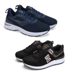 Kit 2 Pares Tênis Masculino Esportivo Cadarço Macio Fitness - Vorax, A