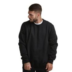 Moletom Flanelado Fechado Careca Preto Liso 100% Algodão - Di Nuevo, P