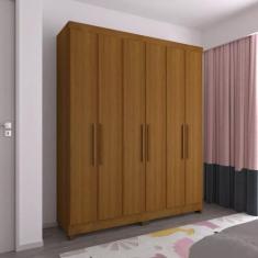 Guarda Roupa Casal 6 Portas com Pés Gênova Luciane Móveis, Freijó/Arei