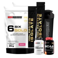KIT 2x Whey Isolado Six Gold 2kg + POWER Creatina 100g + BCAA 100g + C