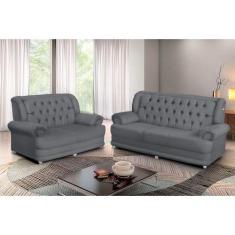 Conjunto de Sofá 2,00 x 1,50m 3 E 2 Lugares Suede Finlândia Cinza - So