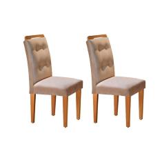 Cadeira Sala De Jantar Imperatriz Kit 2 Un Madeira Capuccino-linho Bege Turim - Rufato