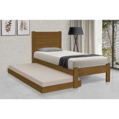 Cama de Solteiro Lara com Cama Auxiliar de Madeira Maciça Pinus