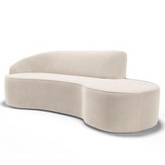 Sofá Living 3 Lugares 230cm Braço Esquerdo Mozart D06 Veludo Bege - Mpozenato