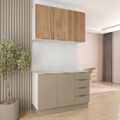 Cozinha Modulada 2 Peças sem Tampo com Rodapé 1 Aéreo e 1 Balcão Ipane