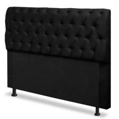 Cabeceira Capitonê Casal King 195cm Para Cama Box Paris Suede Preto - 