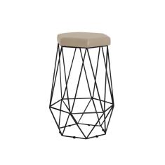 Banqueta Rubel Base Preta Suede Bege Gran Belo