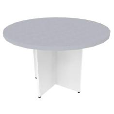 Mesa De Jantar Redonda Natus40 Branca E Cinza Cristal 120 Cm - Bramov