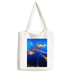 Bolsa de lona com imagem de natureza ciência oceânica Jellyfish bolsa de compras casual bolsa de mão