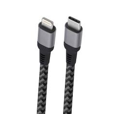Geonav Cabo USB-C para Lightning conector original Mfi Apple iPad, iPhone,iPod, nylon trançado, 1.5MT, LIUC01, Cinza Escuro