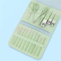 Cortador de unhas Conjunto de cortador de unhas Conjunto de 16 peças Conjunto de cortador de beleza Alicate de beleza Conjunto de ferramentas para arte em unhas Ferramentas de corte, verde
