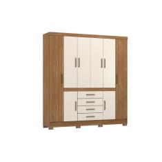 Guarda Roupa 8 Portas E 4 Gavetas New Realce Amêndola-off White - Demóbile