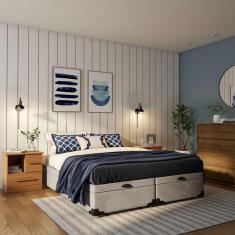 base para cama box queen mabel com baú suede (45x158x198) bege