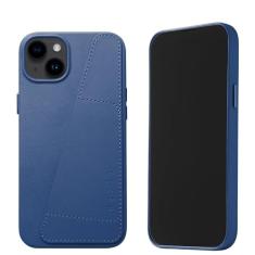 Mujjo Capa carteira de couro para celular - compatível com iPhones 15 Plus e 14 Plus - Capa de couro europeu premium com bolso para cartão - Proteção aprimorada para telefone e câmera - Feita com
