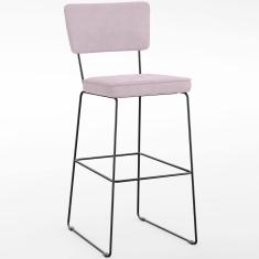 Banqueta Alta Para Cozinha Sala De Jantar Base Em Aço Fixa Allana L02 Suede Rosê - Lyam Decor