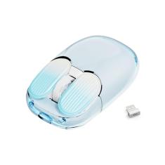 A.JAZZ I069 Mouse para jogos sem fio de 2,4 GHz, mouse portátil totalmente transparente, mouse silencioso recarregável com luz de fundo RGB, DPI ajustável de 3 níveis, mouse de design fofo para