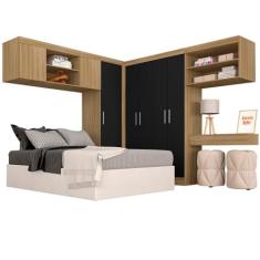 Guarda Roupa Casal Modulado Elsa Boreal/preto - Móveis Arapongas Boreal/preto Fosco