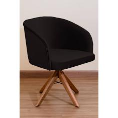 Poltrona Decorativa Redonda Pé Giratório de Madeira