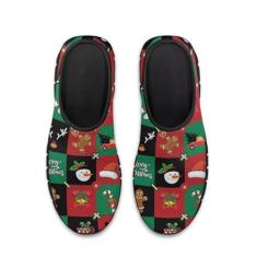 GOSTONG Tênis masculino casual sem cadarço mocassim fácil antiderrapante respirável malha legal tênis de corrida para homens preto EUA 34-48, Padrão de Natal, 36