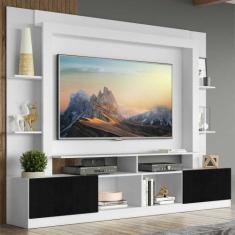 Estante Rack com Painel e Suporte TV 65" Moscou Multimóveis Branco/Pre