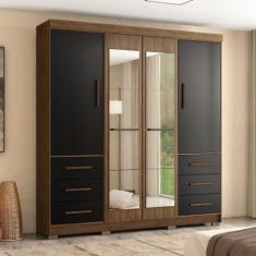 Guarda Roupa Casal com Espelhos 4 Portas 6 Gavetas Estrela - Marafon M