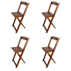 Kit 4 Banquetas Bistrô Dobrável Madeira Personalizada Hei Imbuia - Tar