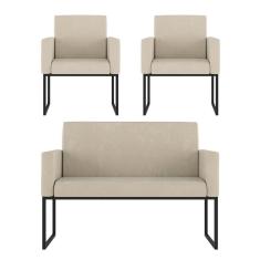 Kit Sofá 2 Lugares + 2 Poltronas Para Recepção Sala Balaqui Cor:capuccino Capuccino