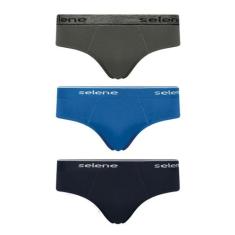 Kit com 3 cuecas selene slip 11900-001, Cinza, Marinho, M