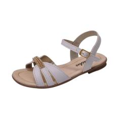 Sandália Infantil Menina Fivela Strass Tiras Branca - Raniel Calçados,