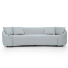 Sofá Living Orbed Com 2,20 E 4 Almofadas Decorativas Veludo Cinza Inox